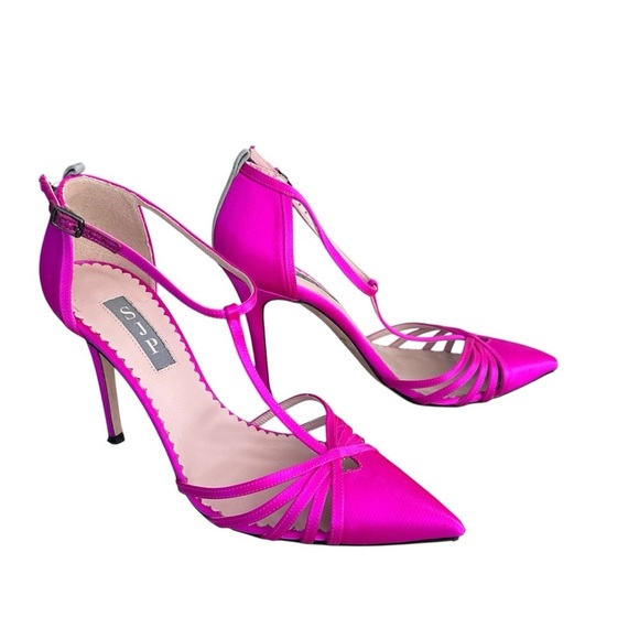 SJP by Sarah Jessica Parker Shoes - SJP Sarah Jessica Parker Fuchsia Pink Satin Ankle T-Strap Heels Size 6.5 36.5